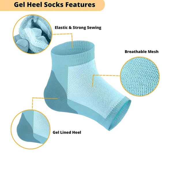 Multicolor gel heel socks for all-day comfort. Multicolor gel heel socks for all-day comfort.
